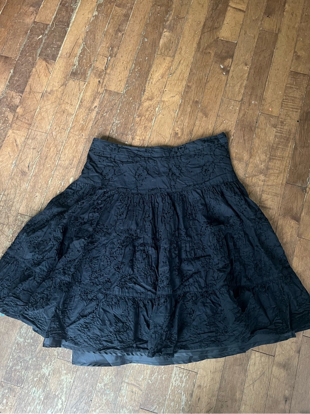 Jessica Black Tiered Lace Skater Skirt 100% cotton